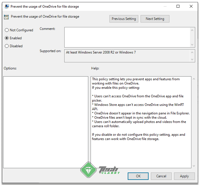 Disabling OneDrive from Group Policy Editor 2