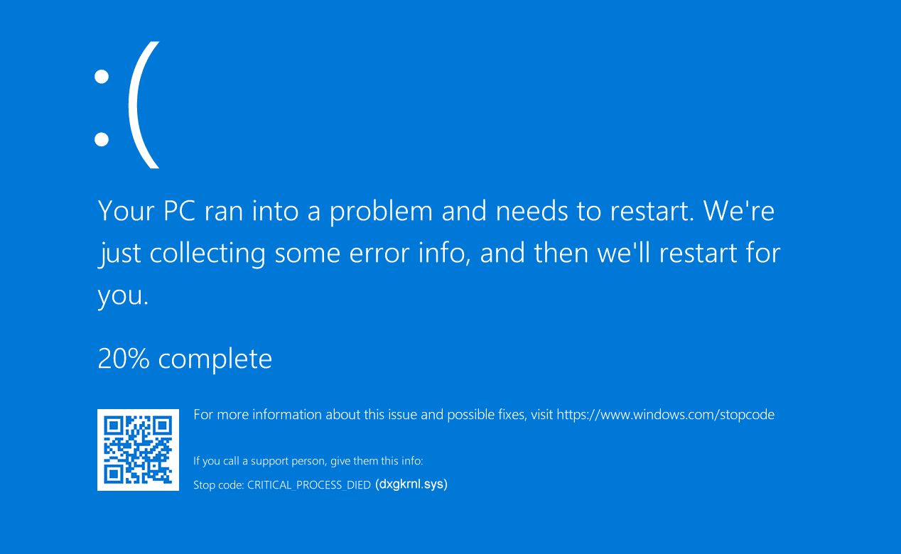dxgkrnl.sys blue screen screenshot