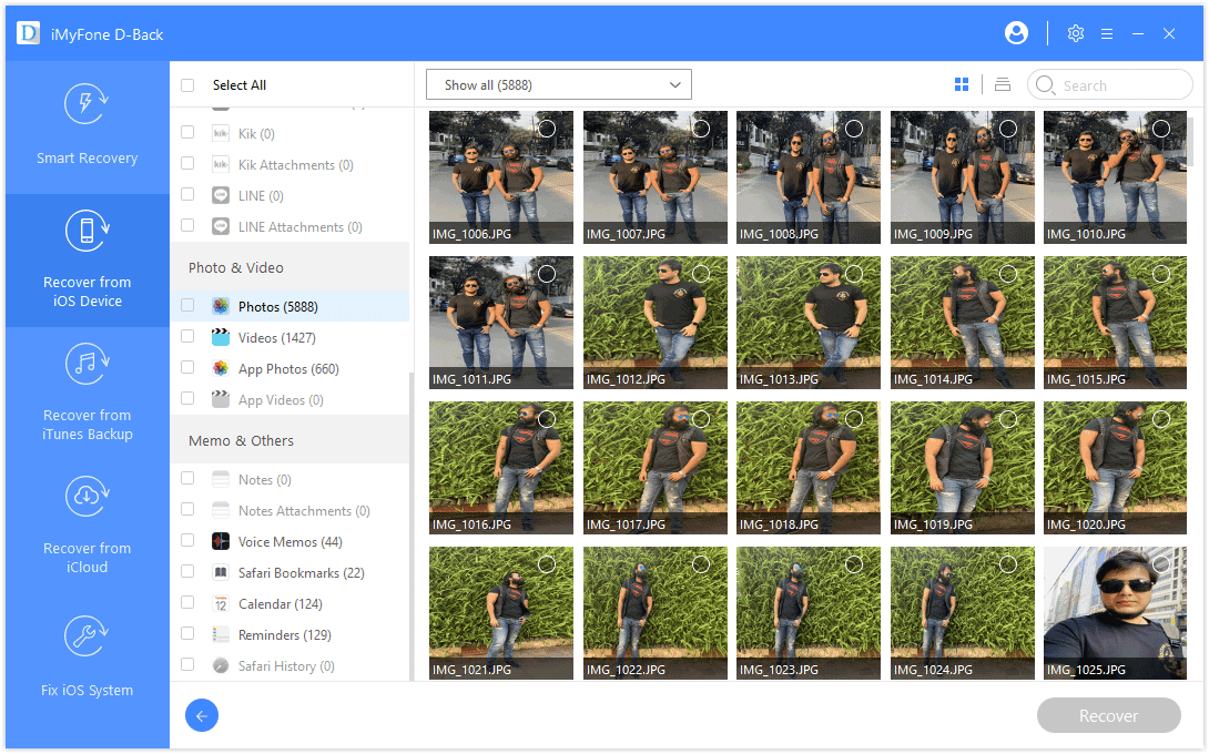 iMyFone D-Back Found Deleted Photos from iPhone