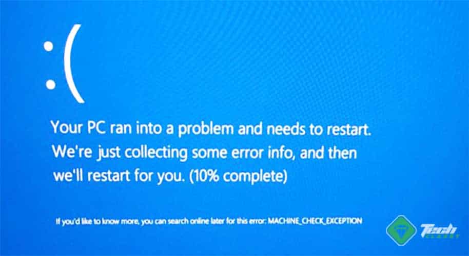 Screenshot: MACHINE CHECK EXCEPTION (MCE) BSOD