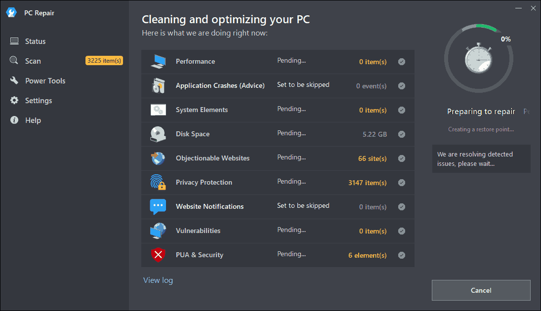 Repairing PC using Outbyte PC Repair