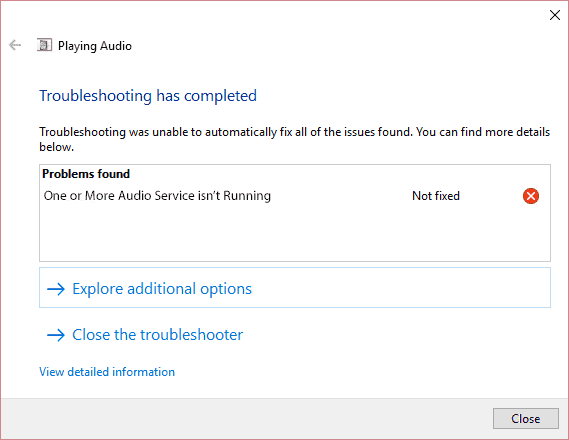 Fix One or More Audio Service isn’t Running in Windows 10