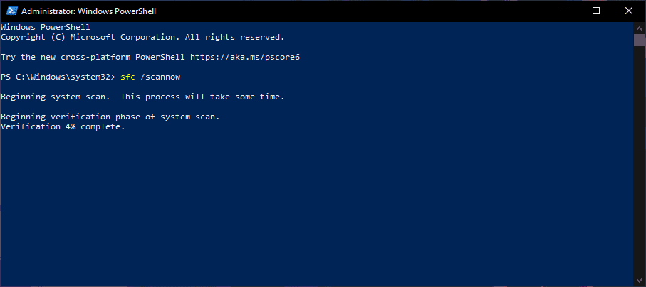 SFC (System File Checker) Command on Windows 10 PowerShell