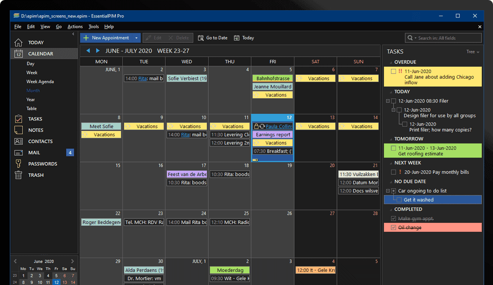 EssentialPIM Screenshot 1