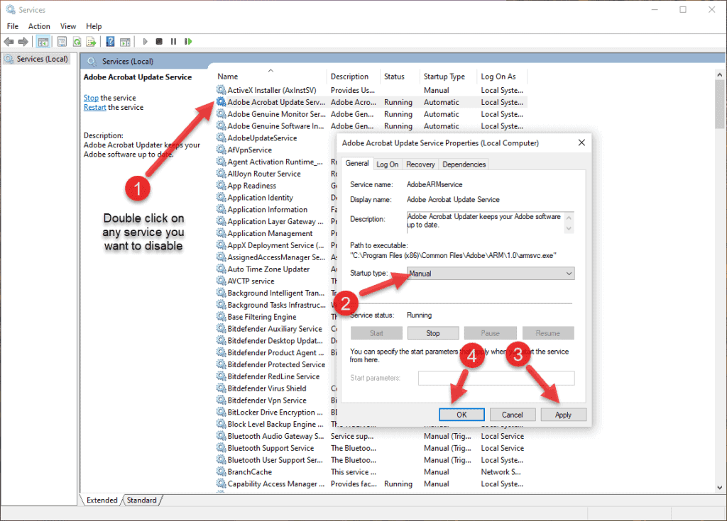 Preventing Services From Automatic Startup Windows