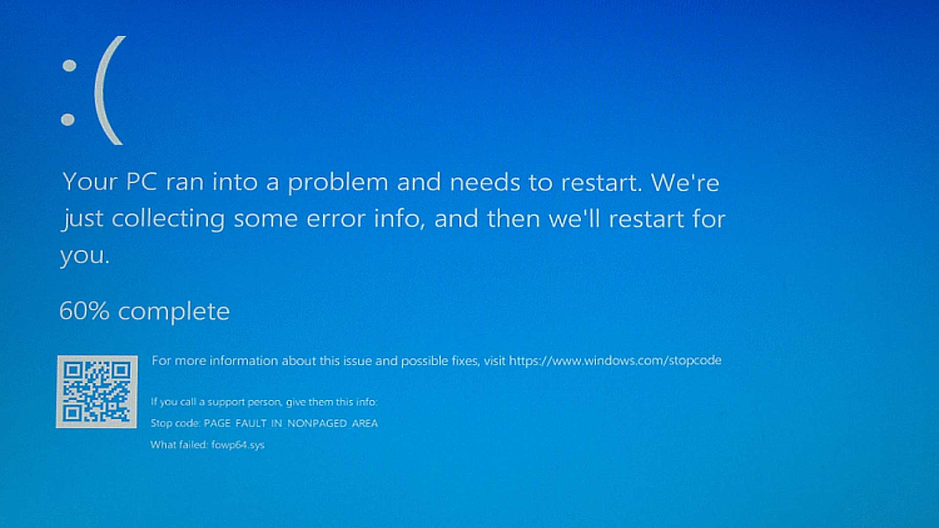 Screenshot Page Fault In Nonpaged Area
