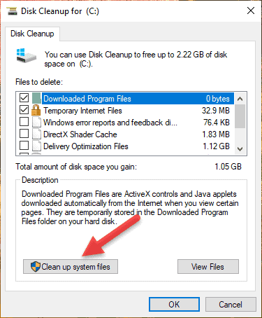Using Disk Cleanup Windows 2