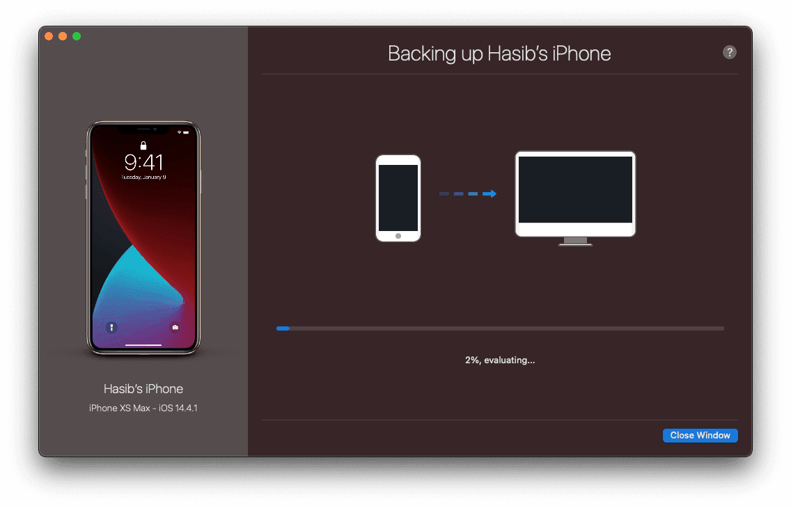 backing up iphone using imazing