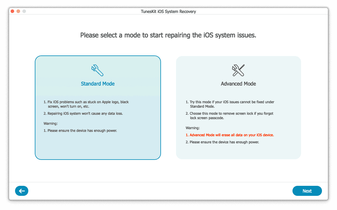 tuneskit ios system recovery scr3