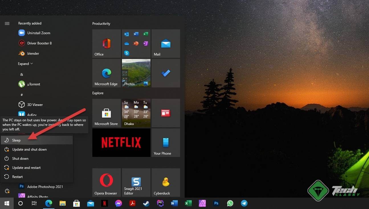 windows 10 sleep
