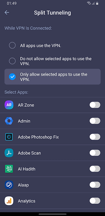 split tunneling itop vpn