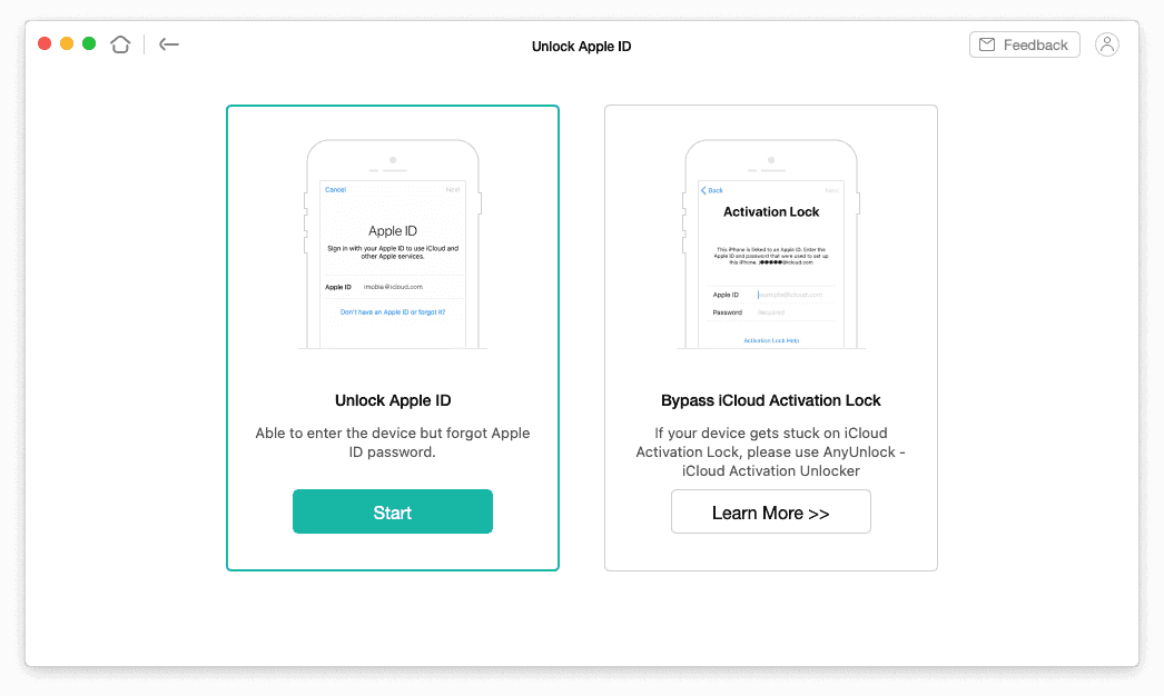 anyunlock unlock Apple ID Option
