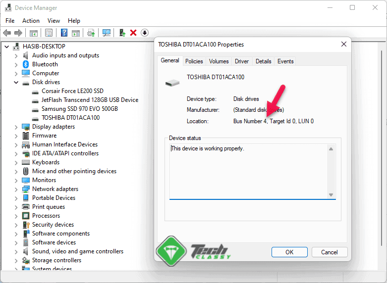 Detect BUS Number for Disk Drives in Windows