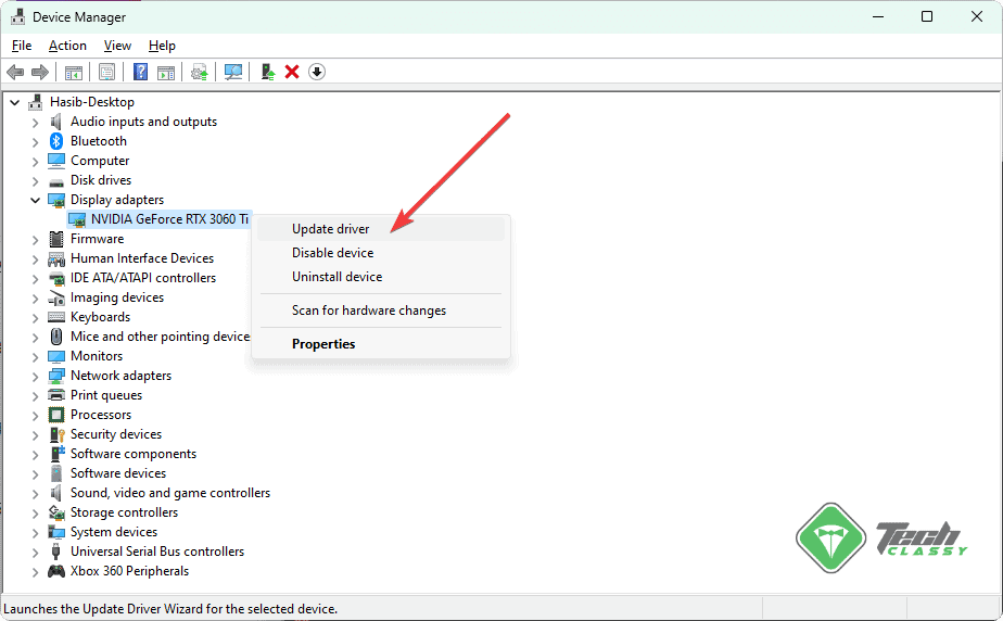 updating graphics card driver windows device manager