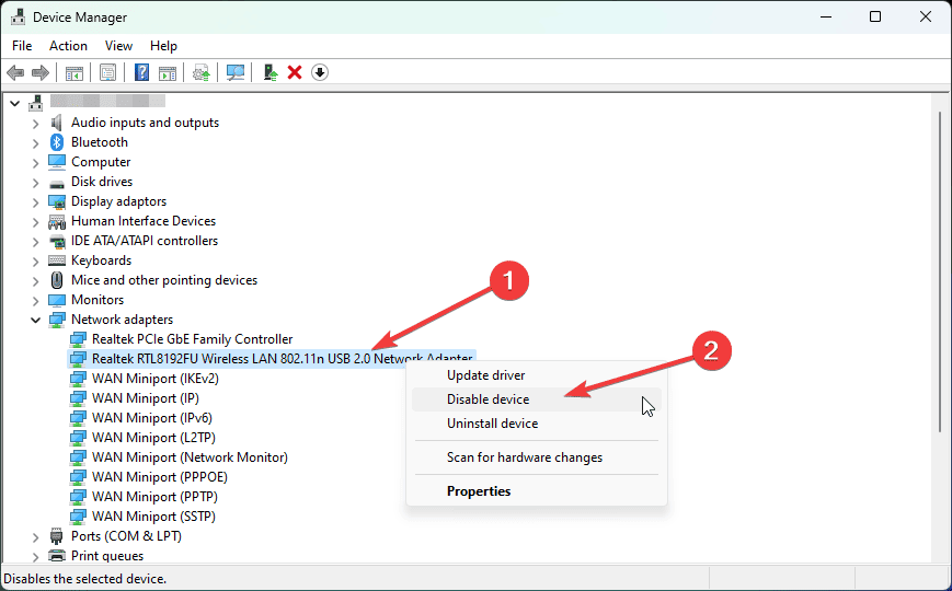 disable wifi adapter Windows 11