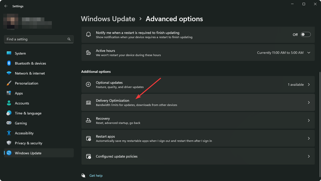 going delivery optimization windows 11 settings