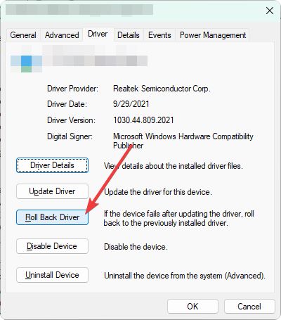 roll back driver Windows 11