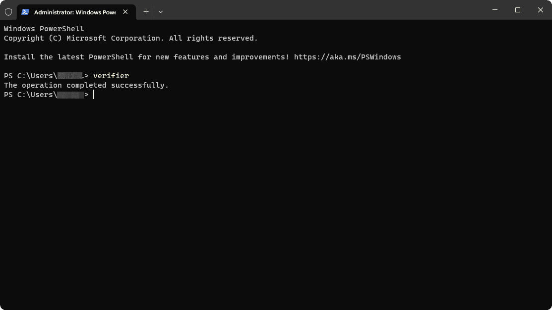 verifier terminal windows 11