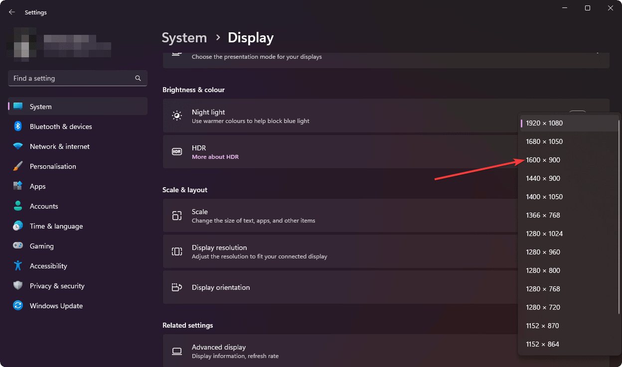 changing resoulation on windows 11