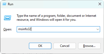 msinfo 32 command in run