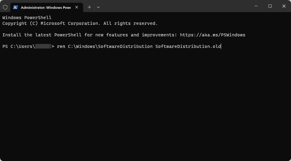 rename the SoftwareDistribution terminal command