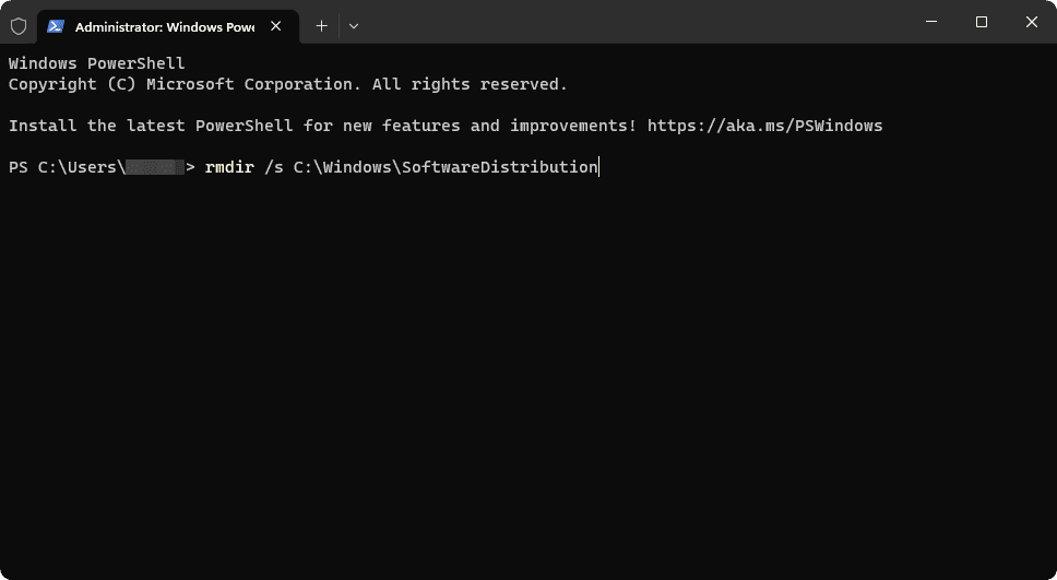 rmdir sowtware distribution terminal