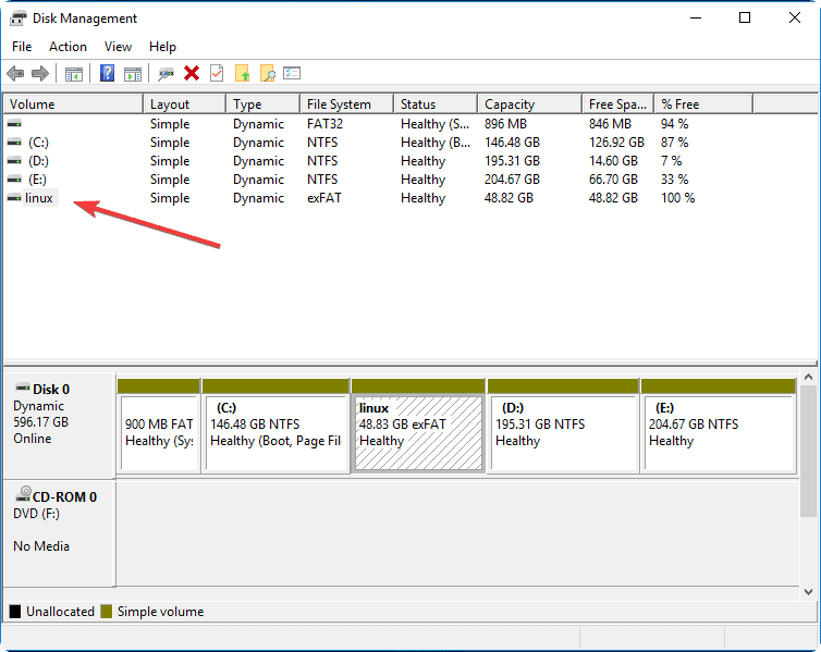 selecting linux partition
