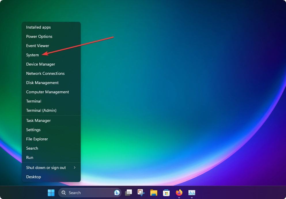selecting system from power menu